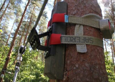 Kanopeo continuous belay system saferoller tree clamp